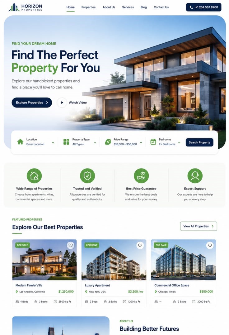modèle de site web pour immobilier